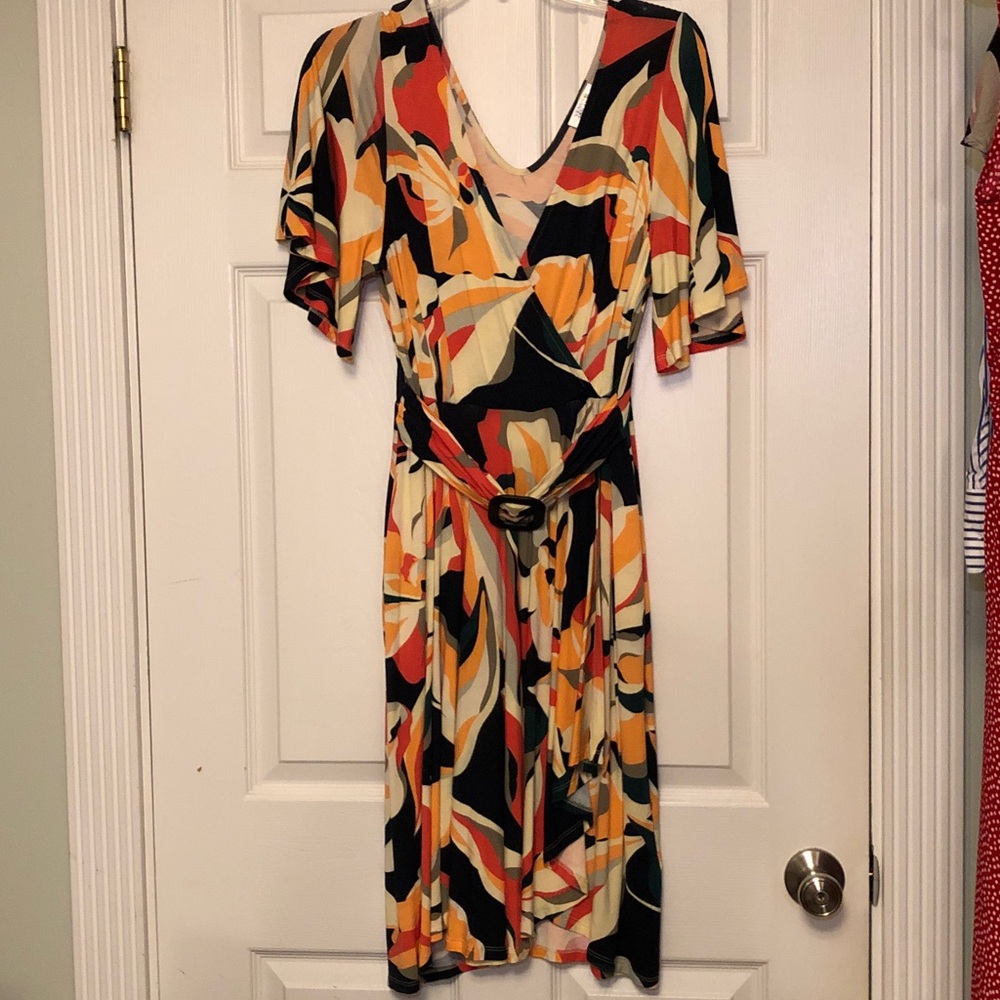 VENUS Multicolor Abstract Midi Dress